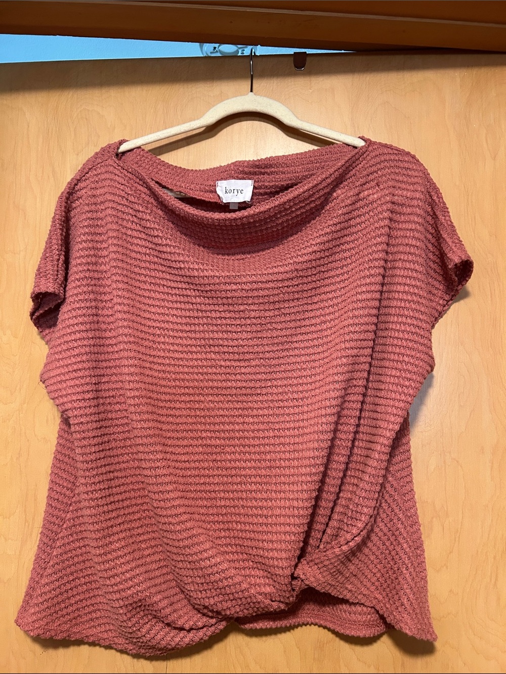 Korye Dusty Rose Cowl-Neck Short Sleeve Sweater